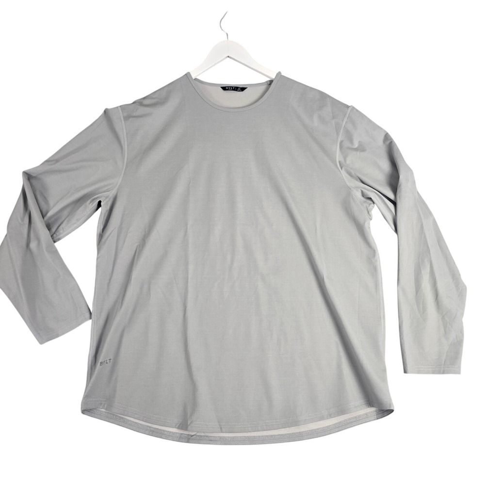 BYLT Mens Everyday Long Sleeve Drop-Cut 2XL Storm Grey Comfort Athleisure